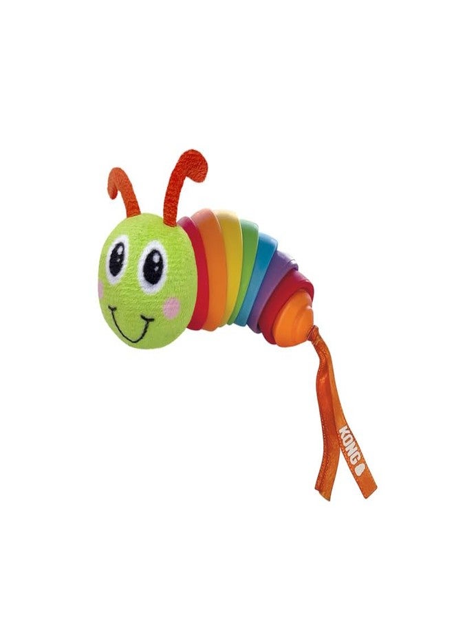 KONG Bat-A-Boutz Clackz Caterpillar with Colorful Ribbons - Crackle Cat Toy Filled with Catnip - Image 4
